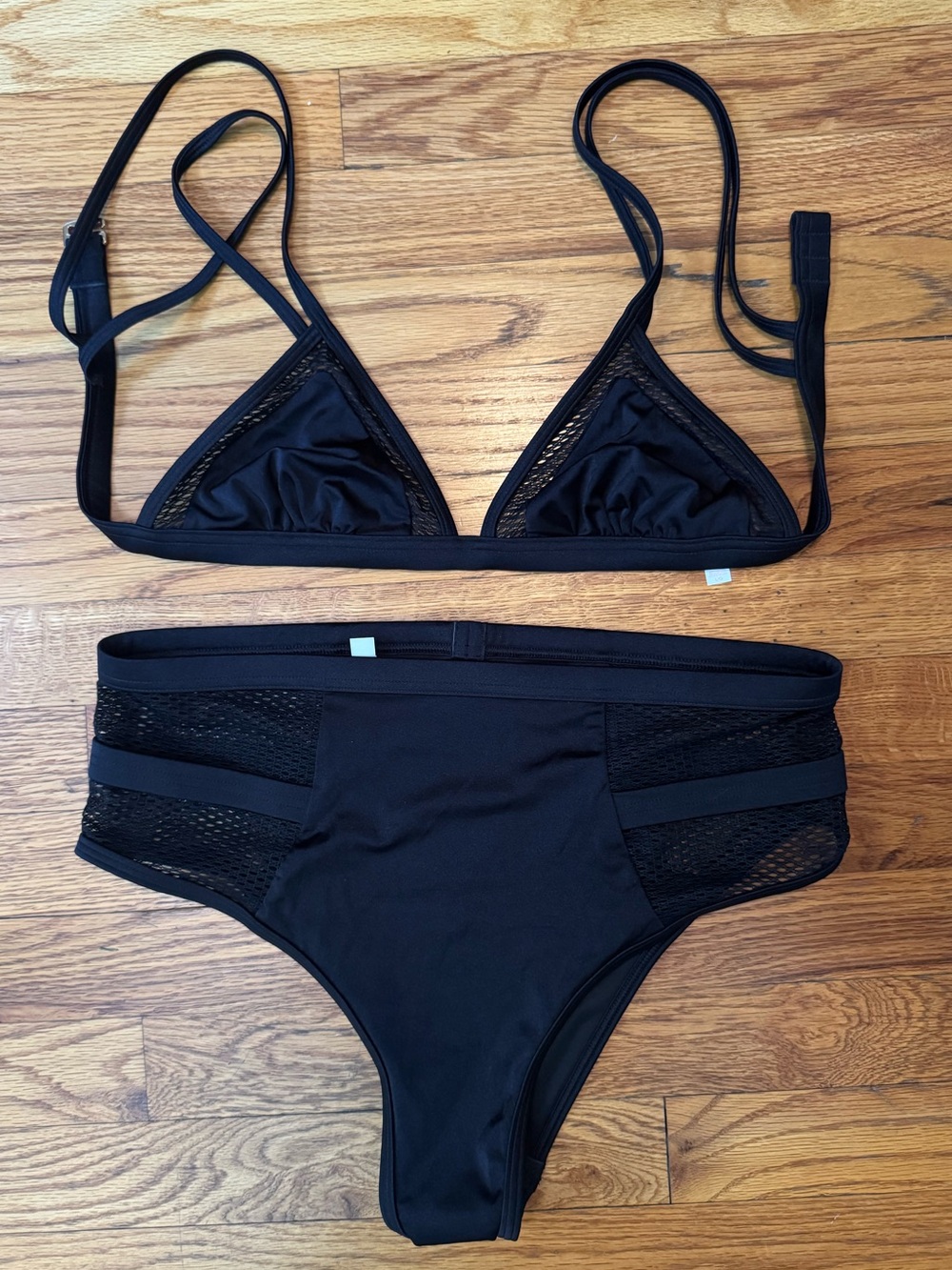 Victoria’s Secret Black Mesh High-Waist Bikini Set (L)
